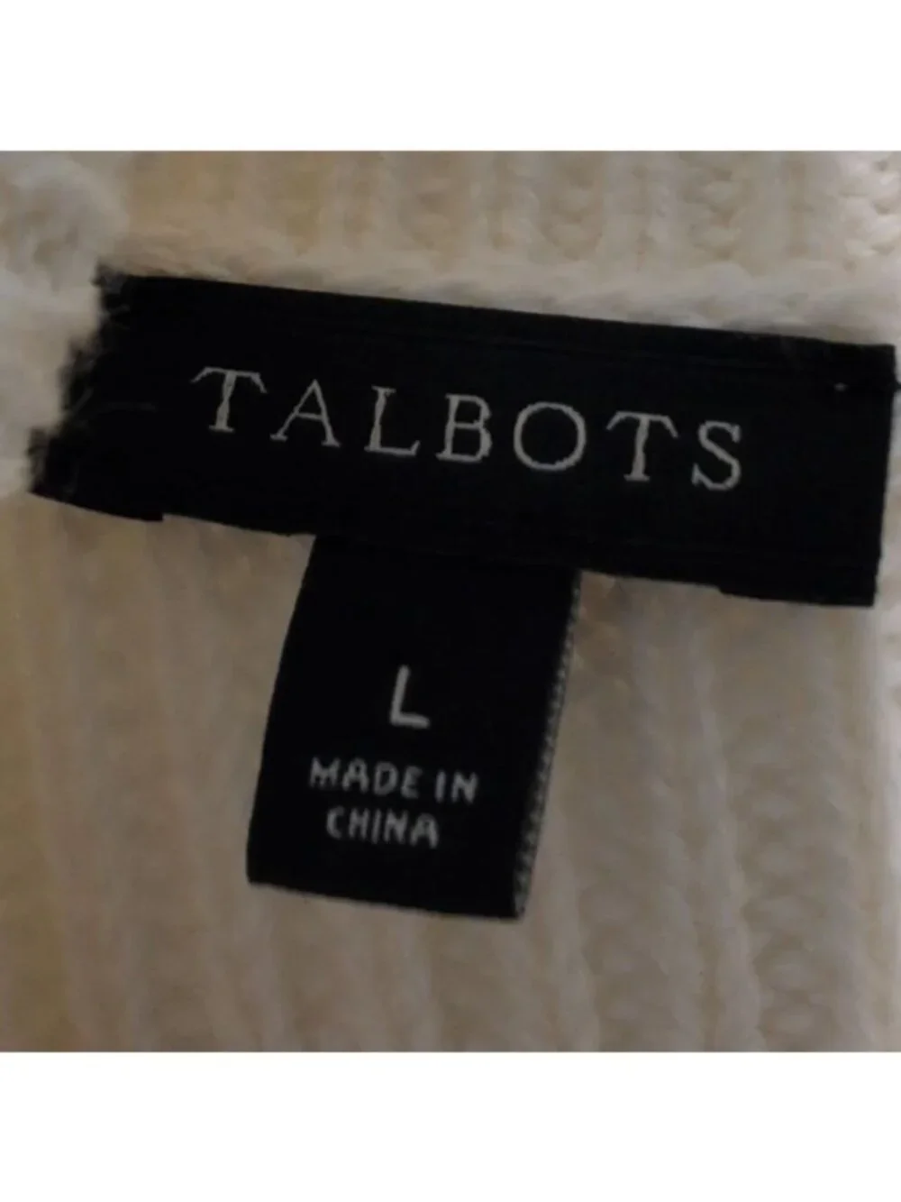 Talbots Embroidered Floral Sweater Womens Size Large Cream Knit Mock Neck